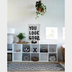 Stor KVADRAT reol med 4 rum - hvidmalet birk